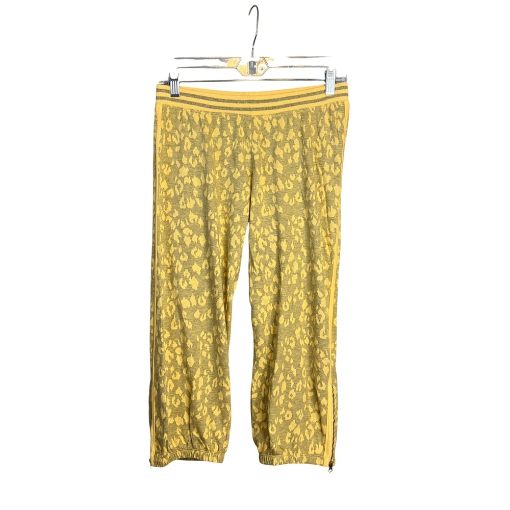 Hard Tail Forever Crop Sweatpant Size M Y2K Yellow Gray Leopard Ankle Zip NEW